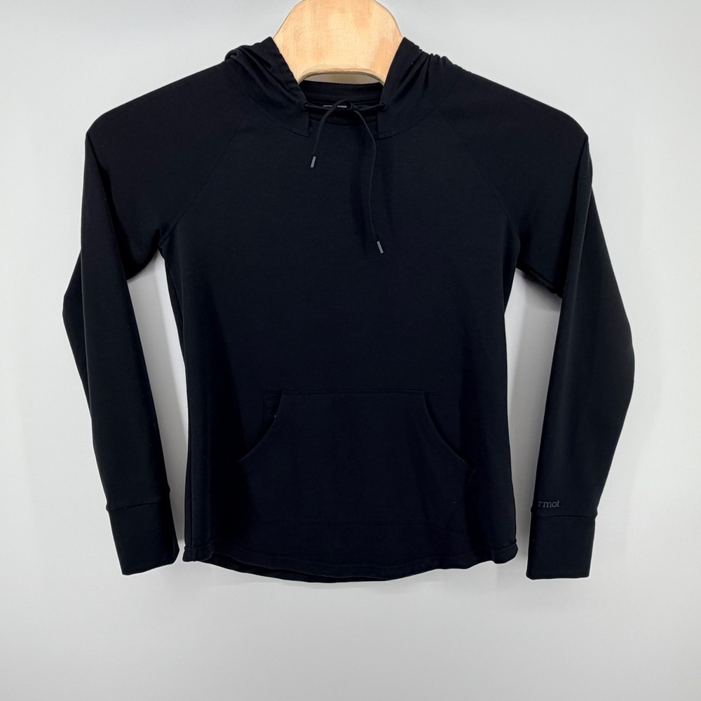 Marmot Womens Black Pullover Hoodie Kangaroo Pocket Athletic Sweatshirt Size M